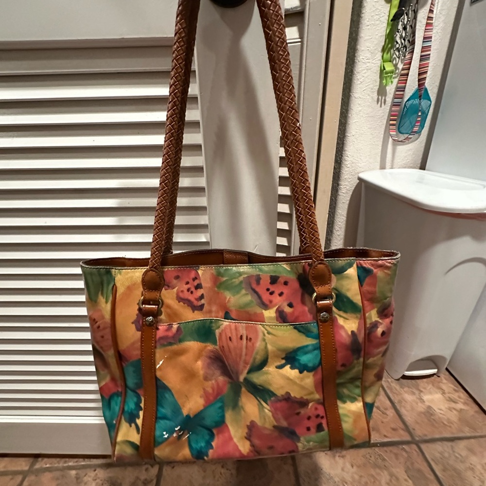 Patricia Nash Butterfly Multicolor Floral Tote